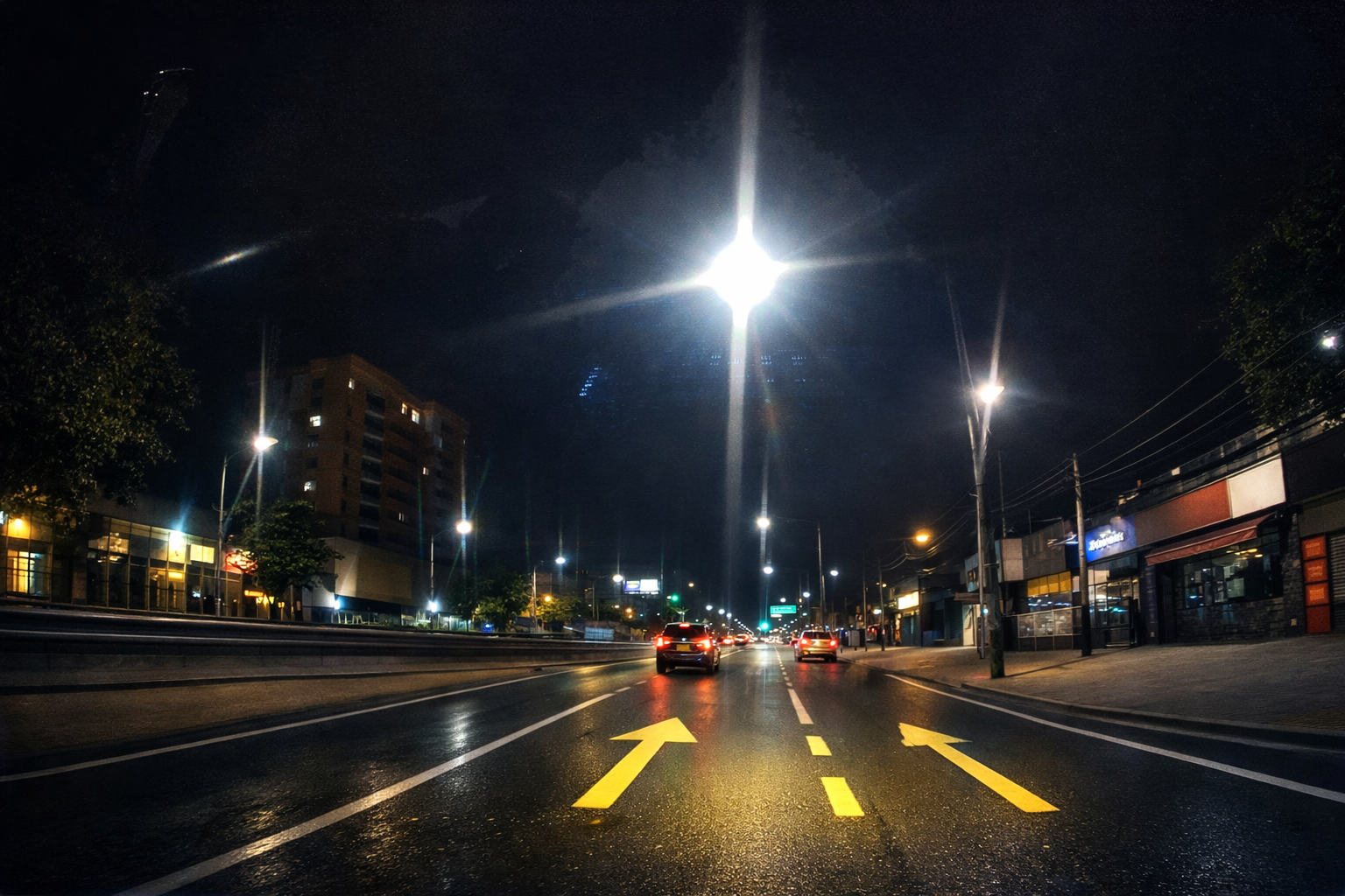 Nighttime street scene captured for infrastructure analysis